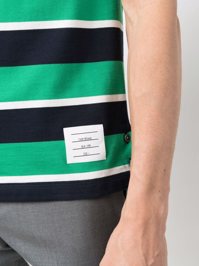 Shop Thom Browne Striped Short-sleeve T-shirt In Green