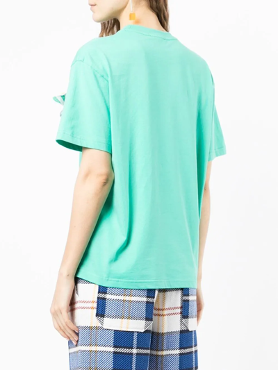 Shop Mira Mikati Bow-appliqué Crewneck T-shirt In Green