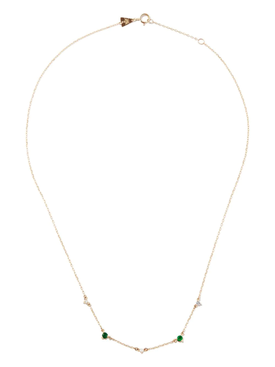 Adina Reyter 14k Yellow Gold Amigos Station Emerald Diamond Necklace In Yellow Gold
