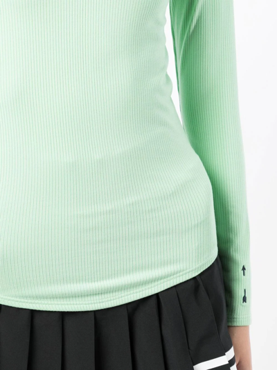 The Upside Solstice Giselle Logo-embroidered Ribbed Stretch-modal Top In Green
