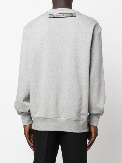 Shop Alexander Mcqueen Selvedge Logo-tape Sweatshirt In Grey