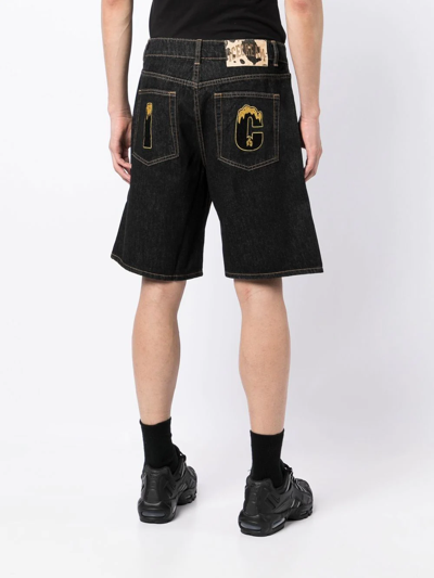 Icecream Running Dog Logo-embroidered Mid-rise Denim Shorts In Black |  ModeSens