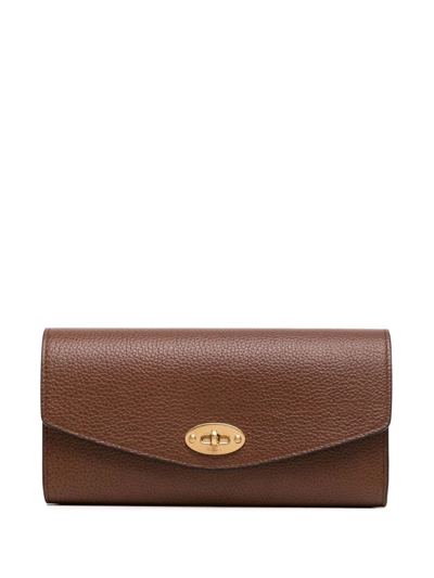 Shop Mulberry Grained-leather Twist-lock Purse In Brown