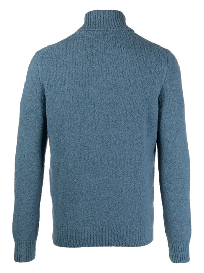 Shop Tagliatore Lark Roll-neck Knitted Jumper In Blue