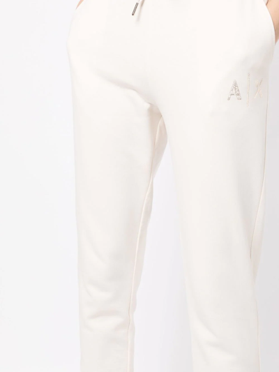 Shop Armani Exchange Drawstring Cuffed Track Pants In Nude