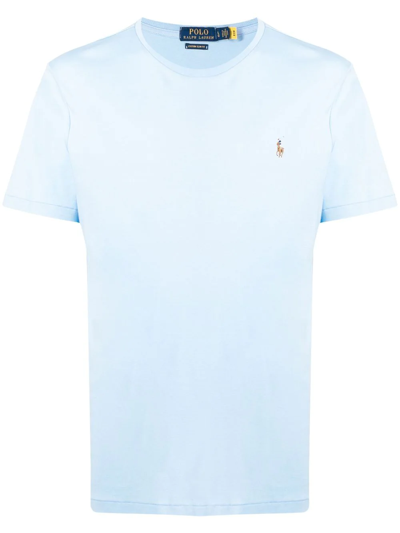 Shop Polo Ralph Lauren Logo-embroidered Cotton T-shirt In Blau