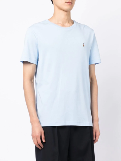 Shop Polo Ralph Lauren Logo-embroidered Cotton T-shirt In Blau