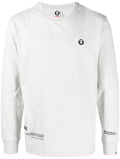 Shop Aape By A Bathing Ape Logo-print Long-sleeve Shirt In Grau