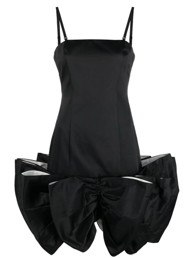 Shop Rotate Birger Christensen Leiza Oversized Bows Mini Dress In Black
