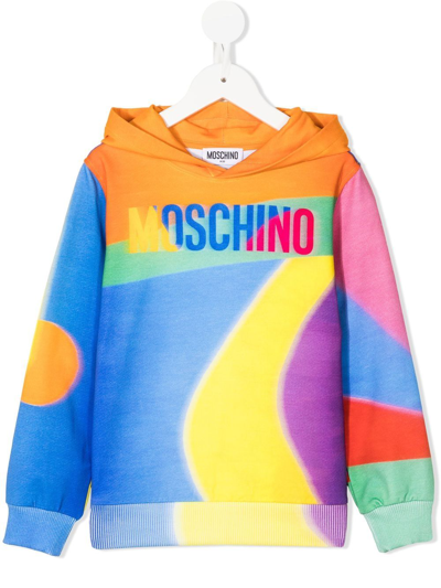 Shop Moschino Logo Colour-block Hoodie In Mehrfarbig