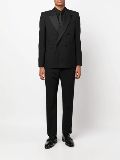 Saint Laurent Pressed-crease Straight-leg Trousers In Schwarz