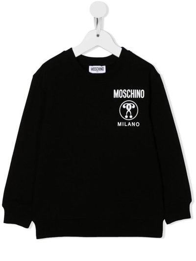 Shop Moschino Logo-print Crew-neck Sweatshirt In Schwarz