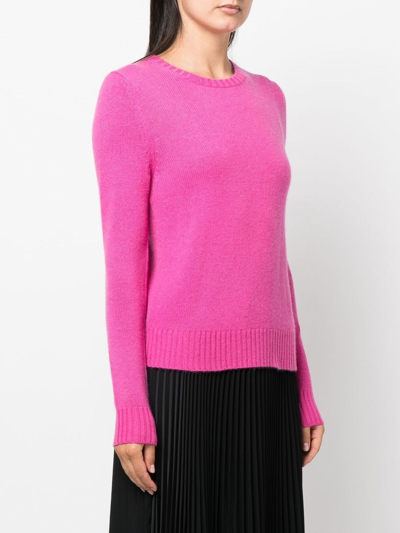 Shop Allude Crew Neck Cashmere Sweater In Rosa