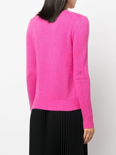 Shop Allude Crew Neck Cashmere Sweater In Rosa