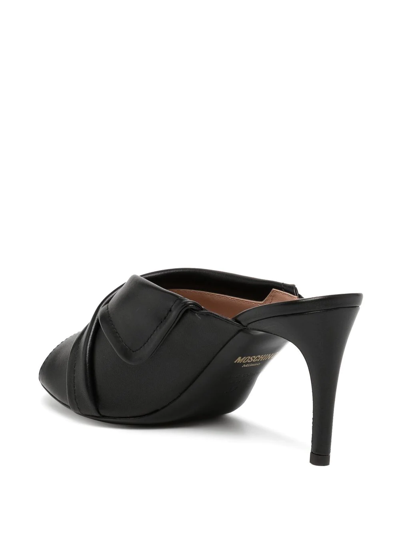 Shop Moschino Heeled Leather Mules In Schwarz