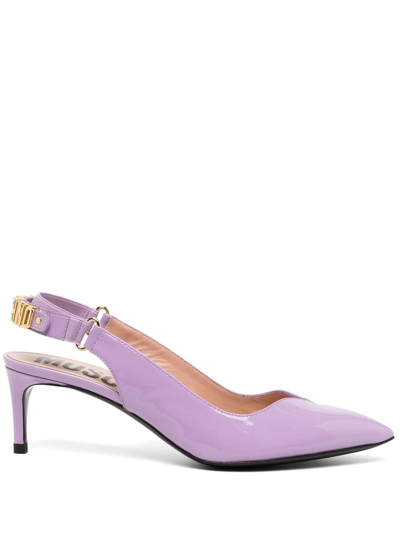 Shop Moschino Closed-toe Mid-heel Mules In Violett