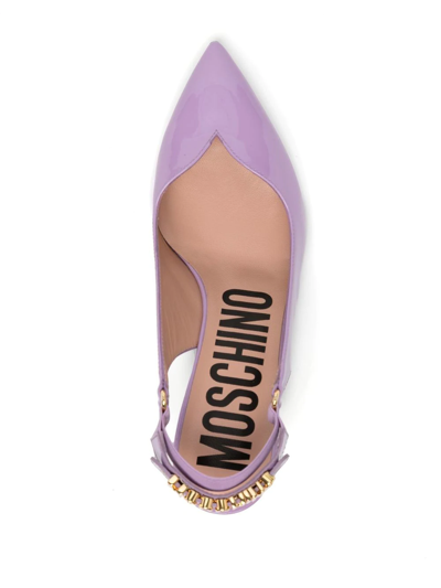 Shop Moschino Closed-toe Mid-heel Mules In Violett