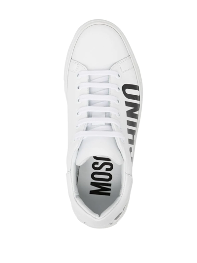 Shop Moschino Logo Low-top Sneakers In White