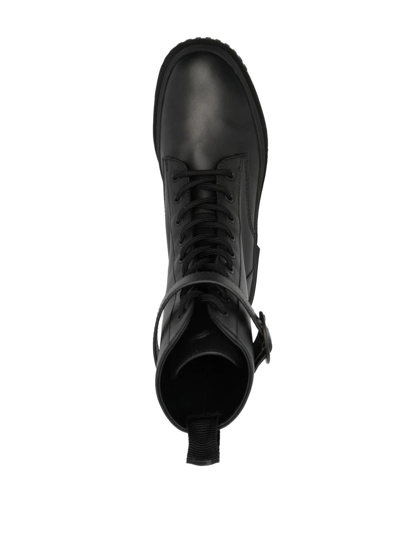 Shop Moncler Calf Leather Lace-up Boots In Schwarz