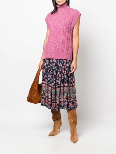 Shop Ba&sh Paisley-print High-waist Midi Skirt In Bleu