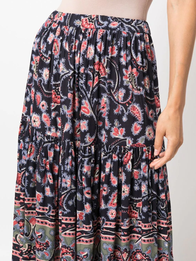 Shop Ba&sh Paisley-print High-waist Midi Skirt In Bleu