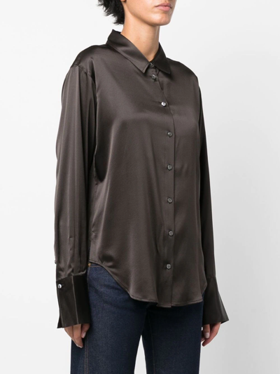 Shop Frame Satin Long-sleeve Shirt In Braun