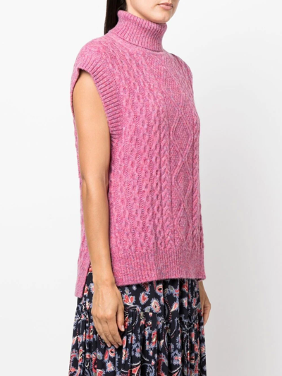 Shop Baum Und Pferdgarten Roll-neck Cable-knit Top In Rosa