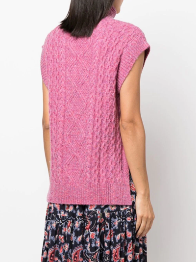 Shop Baum Und Pferdgarten Roll-neck Cable-knit Top In Rosa