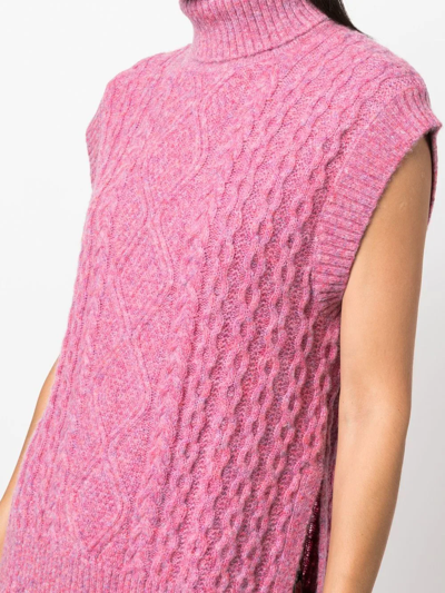 Shop Baum Und Pferdgarten Roll-neck Cable-knit Top In Rosa