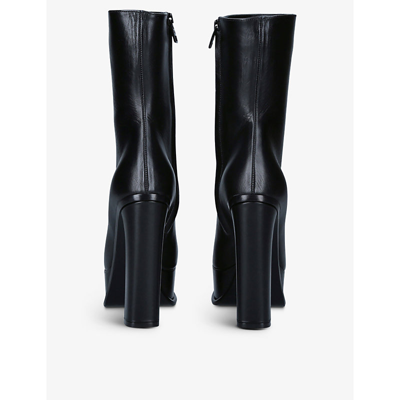 Shop Alexander Mcqueen Platform Leather Block-heel Leather Ankle Boots In Black