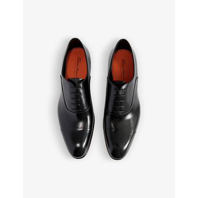 Shop Santoni Mens Black Carter Cap-toe Leather Oxford Shoes