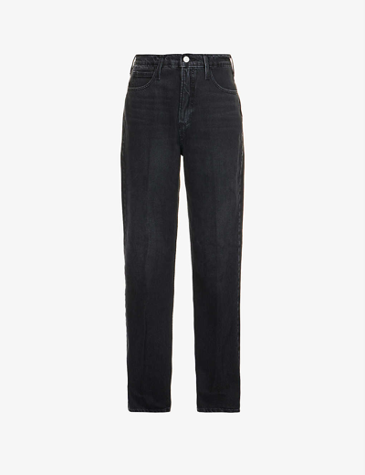 Shop Frame High'n'tight Straight-leg High-rise Jeans In Inkwell