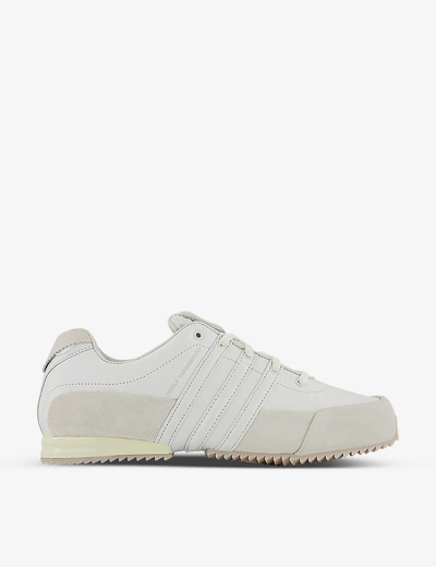 Shop Adidas Y3 Men's Core White Orbit Grey Sprint Leather And Suede Low-top Trainers