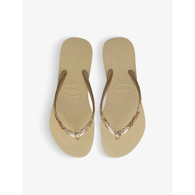 Havaianas Slim Glitter Ii Rubber Flip Flops In Sand Grey