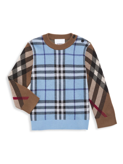 Shop Burberry Baby Boy's & Little Boy's Milo Check Sweater In Blue Check