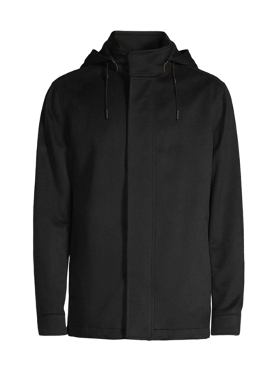 Shop Zegna Men's Oasi Cashmere Hooded Overjacket In Black
