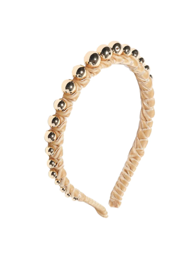 Shop Lele Sadoughi Women's 14k-gold-plated & Velvet Graduated Bead Headband