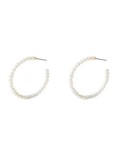 Shop Lele Sadoughi Women's 14k-gold-plated & Freshwater Pearl Medium Hoop Earrings