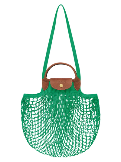 Shop Longchamp Women's Le Pliage Filet Knit Bag In Green