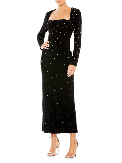 Shop Mac Duggal Women's Rhinestone Column Dress In Black
