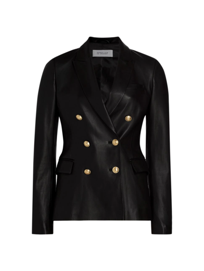 Shop Derek Lam 10 Crosby Women's Franklin Double-breasted Leather Jacket In Black