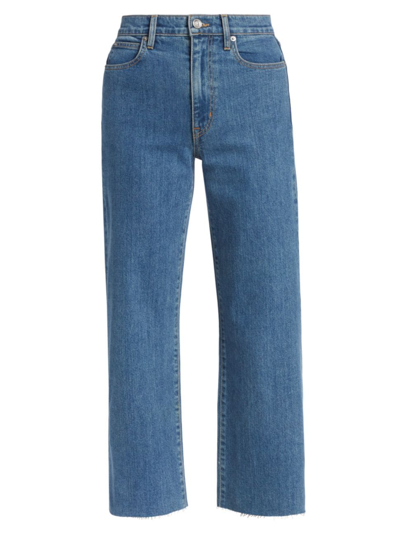 Shop Slvrlake Women's Grace High-rise Wide-leg Cropped Jeans In Forever Blue