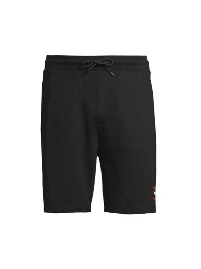 Shop Hugo Men's Logo Drawstring Cotton Shorts In Black