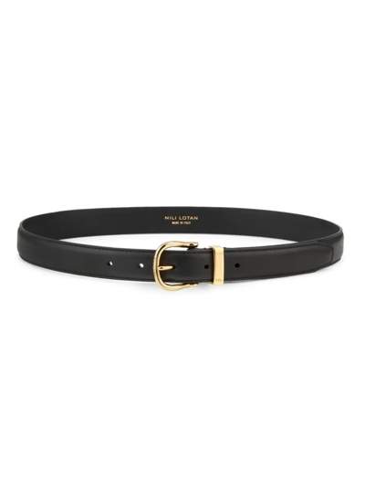 Shop Nili Lotan Women's Louise Slim Leather Belt In Black