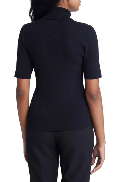 Anne Klein Petite Half-sleeve Turtleneck Sweater In Anne Black