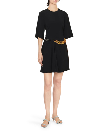 Shop Stella Mccartney Chain-detail Draped Mini Dress In Black