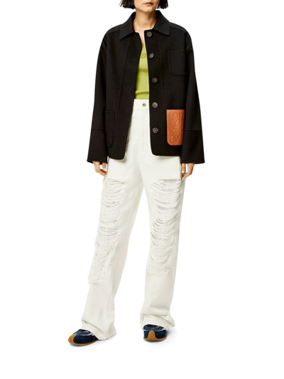Shop Loewe Workwear Jacket In Wool And Cashmere In Black