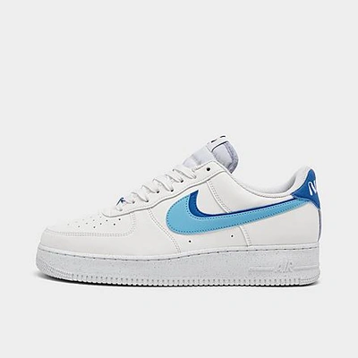 Shop Nike Men's Air Force 1 '07 Lv8 Se Double Swoosh Casual Shoes In Sail/blue Chill/medium Blue/black