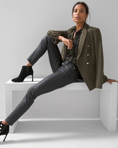White House Black Market High-rise Coated Denim Skinny Jeans In Black