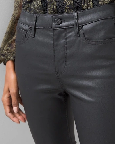White House Black Market High-rise Coated Denim Skinny Jeans In Black